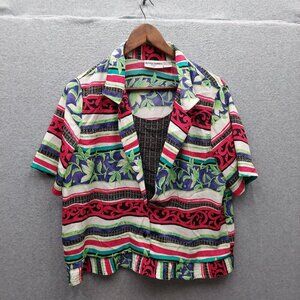 Vintage Alfred Dunner Petite 12 Short-Sleeve Blouse With Multicolor Pattern 100%
